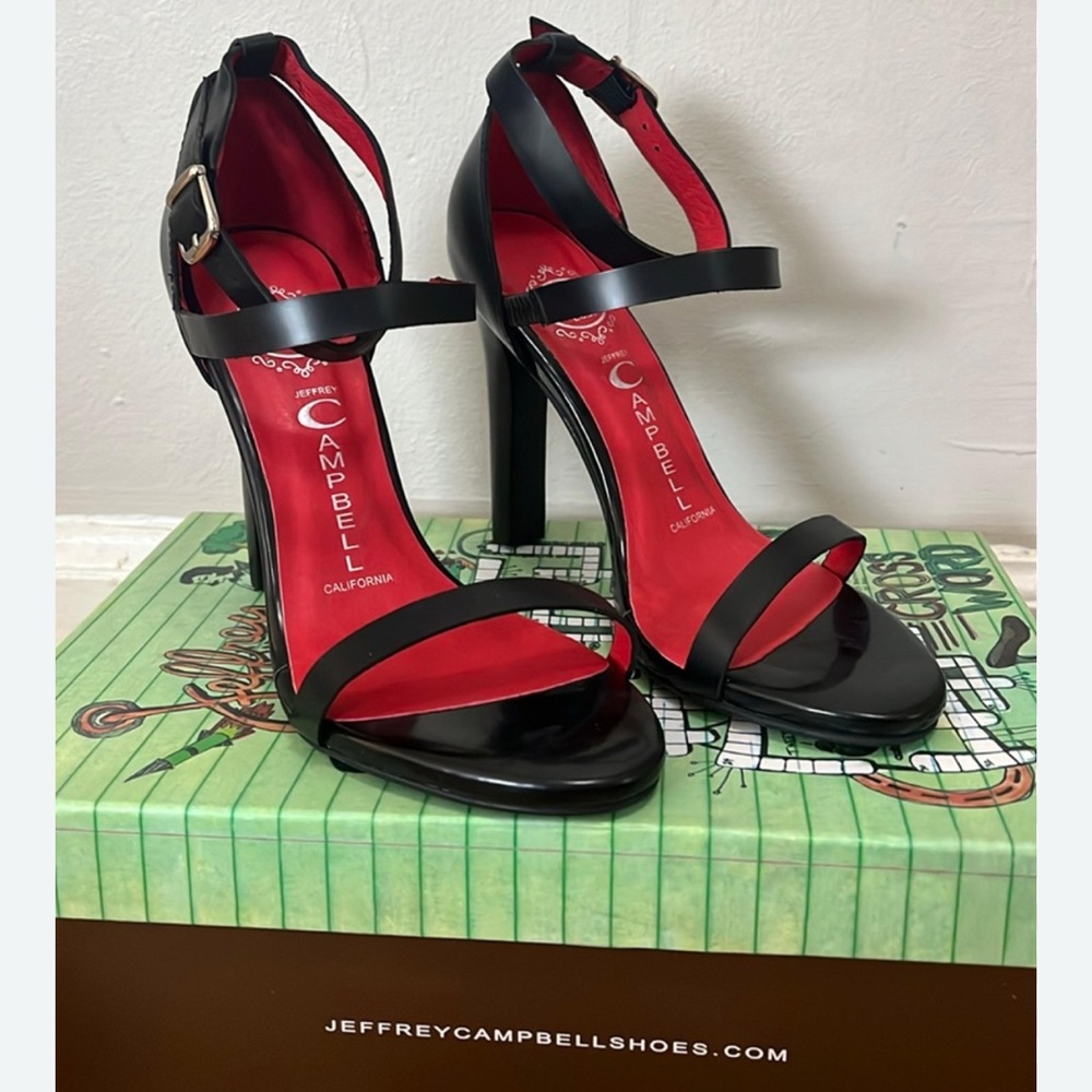 ISO IN SEARCH OF! Jeffrey Campbell Black Strappy Heels size 11 or 10.5 or 10